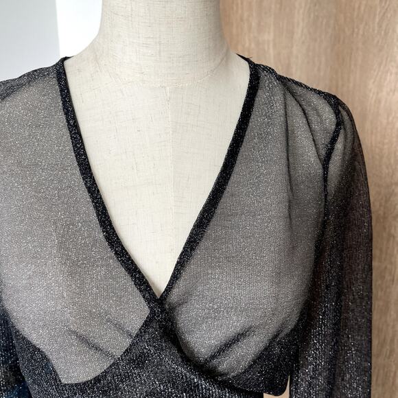 John John Women's V-neck Mesh Cover Top w/ Ties (S) - Picture 3 of 4